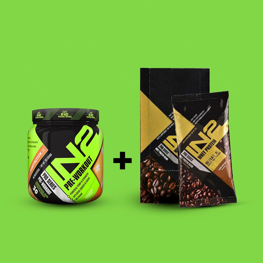 IN2 PreWorkout + IN2 Whey Protein 165Gm (5 Sachets) IN2 Nutrition