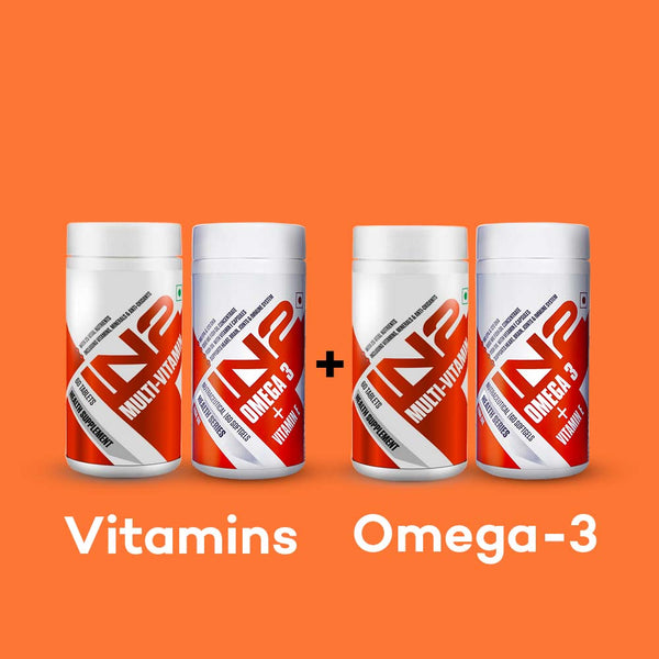 IN2 Multi-Vitamin 60 Tablets + IN2 Omega 3 ( Fish Oil ) + Vitamin E, 60 Softgels