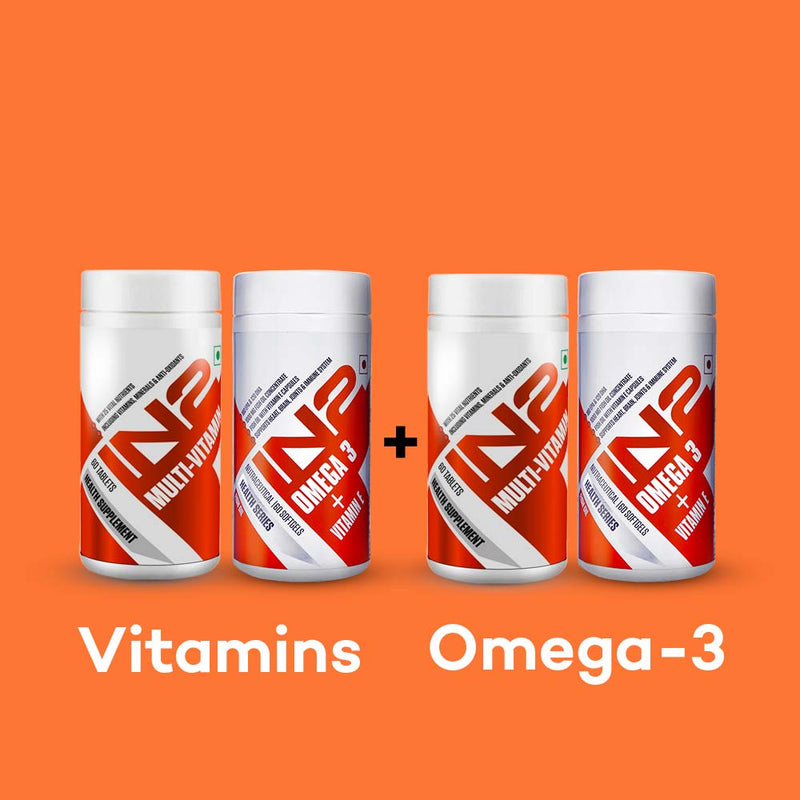 IN2 Multi-Vitamin 60 Tablets + IN2 Omega 3 ( Fish Oil ) + Vitamin E, 60 Softgels