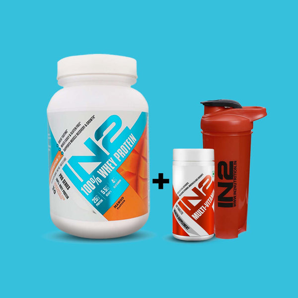IN2 100% Whey Protein 1kg + FREE Multi-Vitamin 60 Tablets + FREE IN2 Shaker