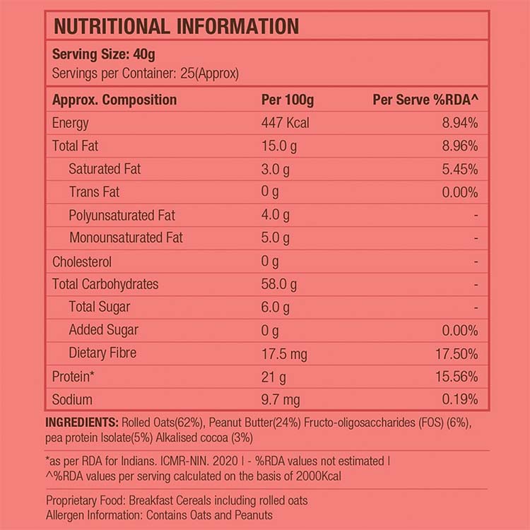 IN2 High Protein Rolled Oats Dark Chocolate 1kg