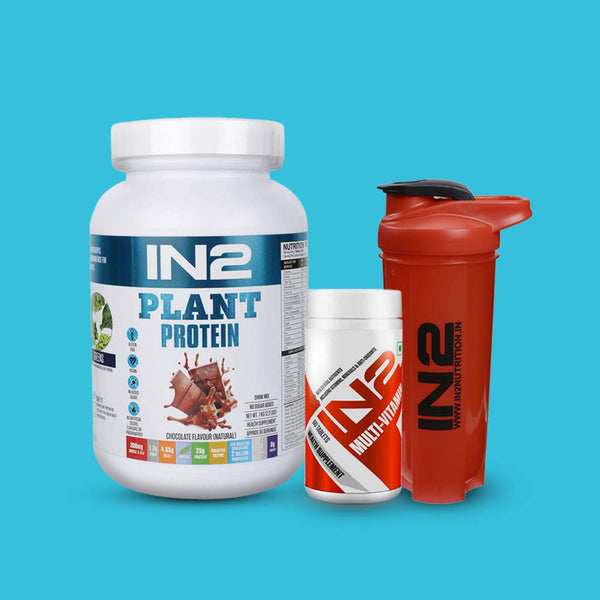 IN2 Plant Protein 1Kg Chocolate + FREE IN2 Multi Vitamin + FREE IN2 Shaker